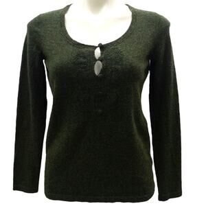Ann Taylor LOFT Cashmere Merino Wool Blend Sweater Top Forest Green Size M